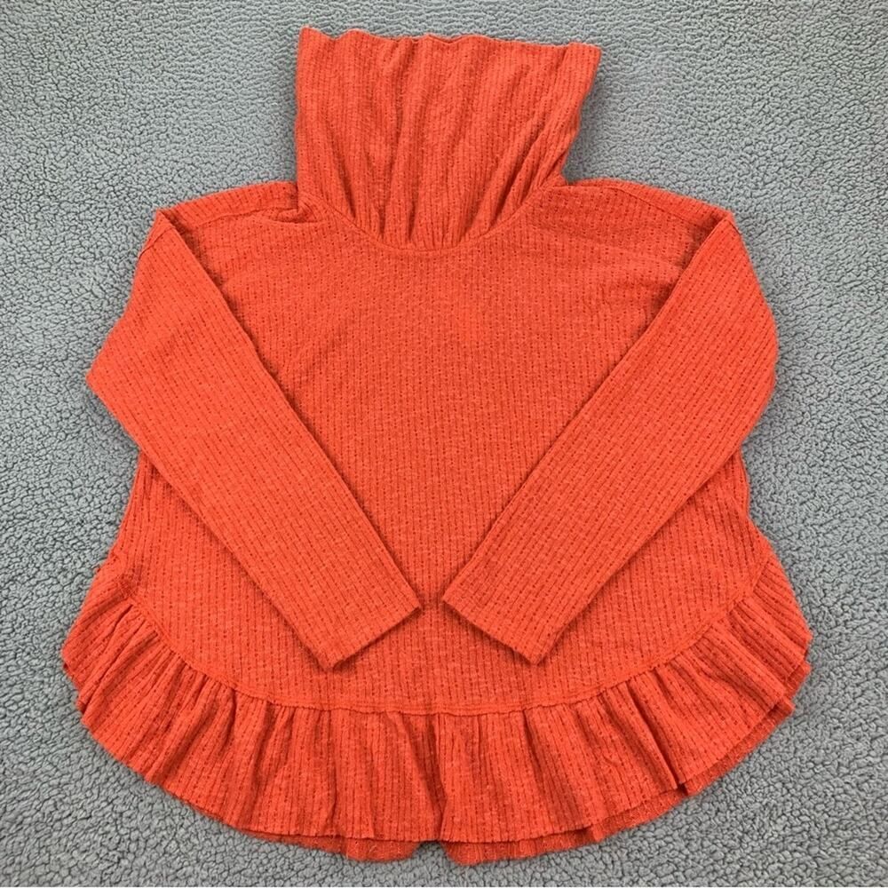 Maeve By Anthropologie Women's Ruffle Pullover Orange Cowl Neck Sweater  Size: S - Picture 3 of 15